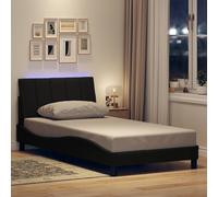 vidaXL Giroletto Senza Materasso Nero 100x200 cm in Tessuto, Struttura Letto, Base Letto, Letto, Telaio Letto, Rete Letto, Mobile Camera da Letto