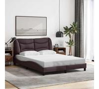 vidaXL Giroletto senza Materasso Hvar Marrone Scuro 140x190 cm Tessuto