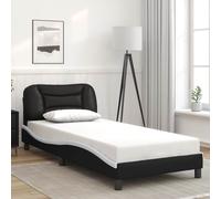 vidaXL Giroletto senza Materasso Hvar Nero e Bianco 80x200 cm in Similpelle