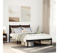 vidaXL Giroletto senza Materasso in Metallo Rovere Marrone 120x190 cm