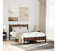 vidaXL Giroletto senza Materasso in Metallo Rovere Marrone 120x190 cm