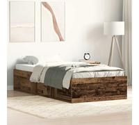 vidaXL Giroletto Senza Materasso Legno Antico 90x200cm in Truciolato, mobili della Camera da Letto, Base del Letto, Letto Singolo, Letto