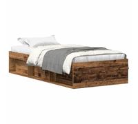 vidaXL Giroletto Senza Materasso Legno Antico 90x200cm in Truciolato, mobili della Camera da Letto, Base del Letto, Letto Singolo, Letto