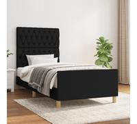 Giroletto con testiera nero 90x200 cm in tessuto