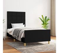 vidaXL Giroletto con Testiera Nero 90x200 cm in Tessuto