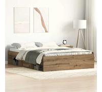 vidaXL Giroletto Senza Materasso Rovere Artigianale 135x190cm, mobili Camera da Letto, Base del Letto, Letto Matrimoniale, Letto, Rete del Letto