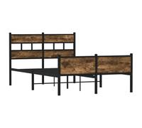 vidaXL Giroletto Senza Materasso Rovere Fumo 120x190 cm in Truciolato, giroletto in Metallo, Struttura Letto, Rete Letto, Telaio Letto, Base Letto