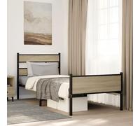 vidaXL Giroletto Senza Materasso Rovere Sonoma 100x200cm in Truciolato, Letto Singolo, arredo Camera da Letto, Telaio Letto