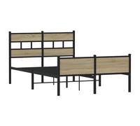vidaXL Giroletto Senza Materasso Rovere Sonoma 120x190cm in Truciolato, giroletto in Metallo, Struttura Letto, Rete Letto, Telaio Letto, Base Letto