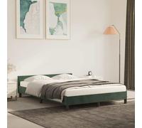 vidaXL Giroletto senza Materasso Verde Scuro 140x190 cm in Velluto
