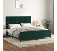 vidaXL Giroletto senza Materasso Verde Scuro 160x200 cm in Velluto