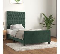 vidaXL Giroletto senza Materasso Verde Scuro 90x190 cm in Velluto
