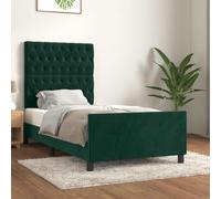 vidaXL Giroletto senza Materasso Verde Scuro 90x200 cm in Velluto
