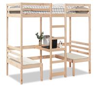 vidaXL Giroletto Soppalco con Scrivania e Sedie 80x200cm Legno Pino