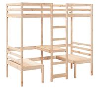 vidaXL Giroletto Soppalco con Scrivania e Sedie 80x200cm Legno Pino, giroletto a soppalco, letto a soppalco, mobili per camera da letto