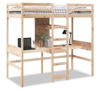 vidaXL Giroletto Soppalco con Scrivanie e Ripiani 90x200cm Legno Pino