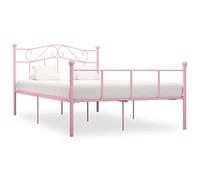 vidaXL Giroletto Telaio Struttura per Letto Testiera Testata Pediera Sponde Arredo Mobili Camera Arredamento Rosa in Metallo 120x200 cm