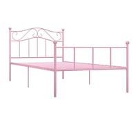 vidaXL Giroletto Telaio Struttura per Letto Testiera Testata Pediera Sponde Arredo Mobili Camera Arredamento Rosa in Metallo 90x200 cm