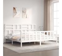 vidaXL Giroletto Testiera Bianco Super King Size in Legno Massello