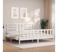 vidaXL Giroletto Testiera Bianco Super King Size in Legno Massello