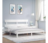 VIDAXL - Giroletto Testiera Bianco Super King Size in Legno Massello - SPEDIZIONE GRATUITA
