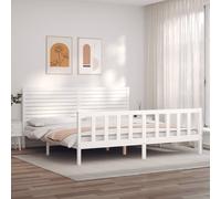 vidaXL Giroletto Testiera Bianco Super King Size in Legno Massello