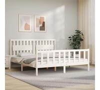 vidaXL Giroletto Testiera Bianco Super King Size in Legno Massello