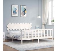 vidaXL Giroletto Testiera Bianco Super King Size in Legno Massello