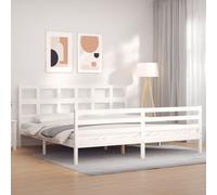 vidaXL Giroletto Testiera Bianco Super King Size in Legno Massello