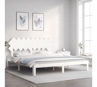 VIDAXL - Giroletto Testiera Bianco Super King Size in Legno Massello - SPEDIZIONE GRATUITA