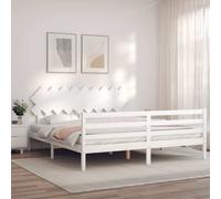 VIDAXL - Giroletto Testiera Bianco Super King Size in Legno Massello - SPEDIZIONE GRATUITA