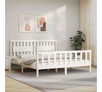 vidaXL Giroletto Testiera Bianco Super King Size in Legno Massello