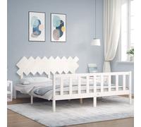 vidaXL Giroletto Testiera Bianco Super King Size in Legno Massello