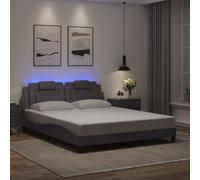 vidaXL Giroletto Viana con LED senza Materasso Grigio 160x200 cm
