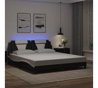 vidaXL Giroletto Viana con LED senza Materasso Nero e Bianco 180x200 cm