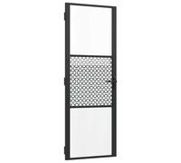 vidaXL Porta in vetro Traforo Nero 76 x 3,5 x 201,5 cm Alluminio, Sala da giorno, divisore rettangolare moderno, porta in vetro con chiusura, decorazione interna, partizione elegante