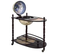 vidaXL Globe - Armadietto per bevande, stile rinascimentale, con quadri, per liquori e vino, vintage, con alto contenitore, zona cocktail nascosta, carrello in legno con ruote, per soggiorno e sala da