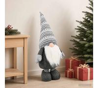 vidaXL Gnomo di Natale con gambe allungabili Grigio 130 cm Poliestere