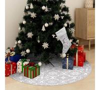 vidaXL Gonna Albero Natale Raffinata con Calza Bianca Tessuto 150 cm