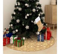 vidaXL Gonna Albero Natale Raffinata con Calza Giallo Tessuto 122 cm