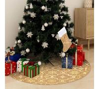vidaXL Gonna Albero Natale Raffinata con Calza Giallo Tessuto 150 cm