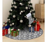 vidaXL Gonna Albero Natale Raffinata con Calza Grigia in Tessuto 90 cm