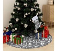 vidaXL Gonna Albero Natale Raffinata con Calza Grigia Tessuto 122 cm