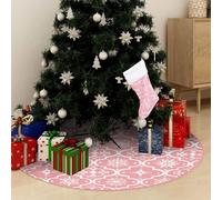 vidaXL Gonna Albero Natale Raffinata con Calza Rosa Tessuto 90 cm
