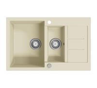 vidaXL Gootsteen dubbele bakken graniet beige