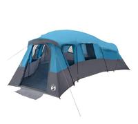 vidaXL Grande tenda da campeggio blu impermeabile poliestere PU rivestimento con chiusura a cerniera Outdoor Shelter design traspirante; viene fornito con pali corde borsa per il trasporto per