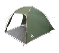 vidaXL Grande tenda da campeggio verde in tessuto di poliestere telaio in fibra di vetro rivestimento resistente all'acqua UV portatile design cabina uso esterno facile installazione spaziosa 370,1 x