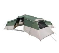 vidaXL Grande tenda da campeggio verde poliestere e fibra di vetro impermeabile PU rivestito chiusura con cerniera esterna resistente alle intemperie spazioso design familiare portatile uso estivo
