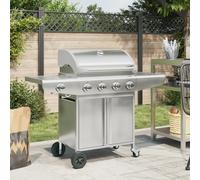 vidaXL Griglia Barbecue a Gas con 5 Bruciatori Argento in Acciaio