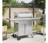 vidaXL Griglia Barbecue a Gas con 5 Bruciatori Argento in Acciaio